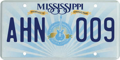MS license plate AHN009