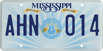MS license plate AHN014