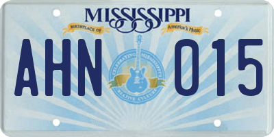 MS license plate AHN015