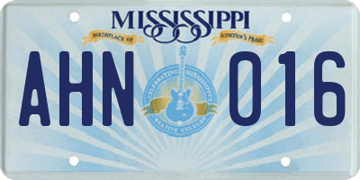 MS license plate AHN016