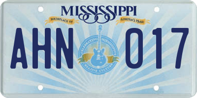 MS license plate AHN017