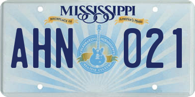 MS license plate AHN021