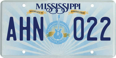 MS license plate AHN022