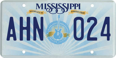 MS license plate AHN024