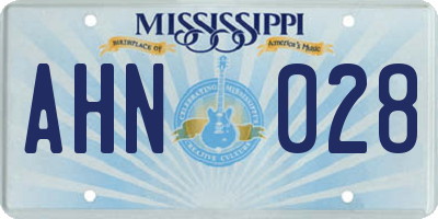 MS license plate AHN028