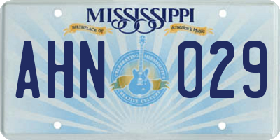 MS license plate AHN029