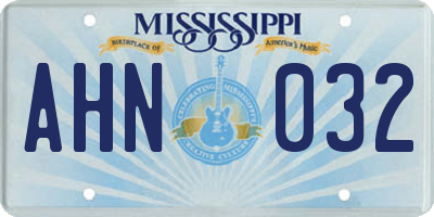 MS license plate AHN032