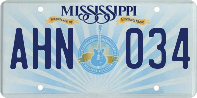 MS license plate AHN034