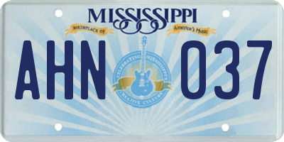 MS license plate AHN037