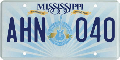 MS license plate AHN040
