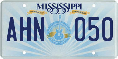 MS license plate AHN050