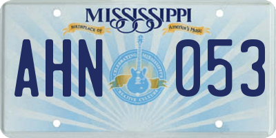 MS license plate AHN053