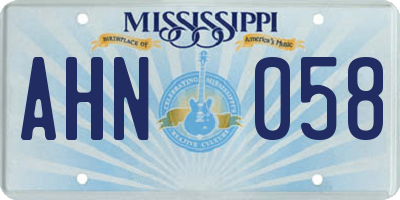 MS license plate AHN058