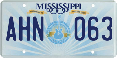 MS license plate AHN063