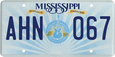 MS license plate AHN067