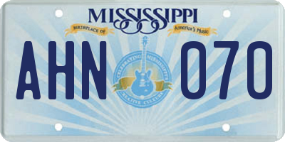 MS license plate AHN070