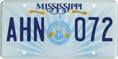 MS license plate AHN072