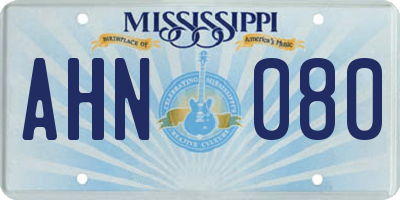 MS license plate AHN080