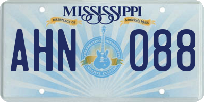 MS license plate AHN088