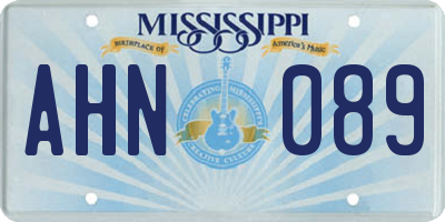 MS license plate AHN089
