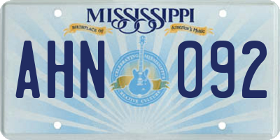 MS license plate AHN092