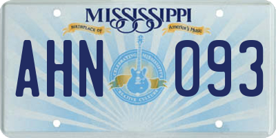 MS license plate AHN093