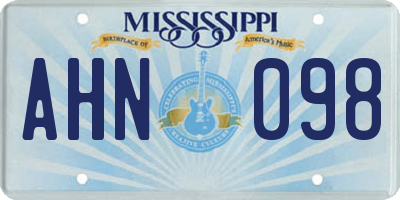 MS license plate AHN098