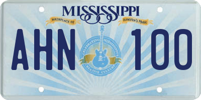 MS license plate AHN100