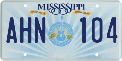 MS license plate AHN104