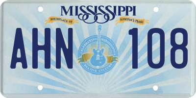 MS license plate AHN108