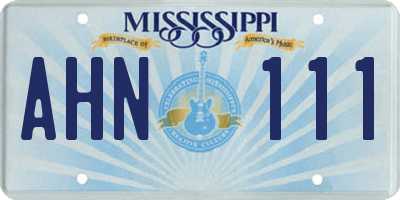 MS license plate AHN111