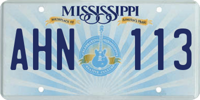 MS license plate AHN113