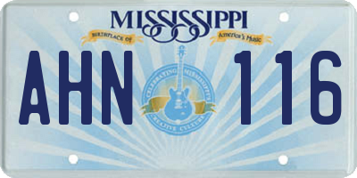 MS license plate AHN116