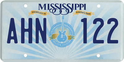 MS license plate AHN122