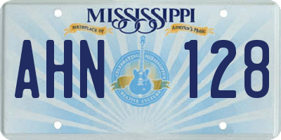 MS license plate AHN128
