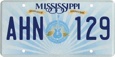MS license plate AHN129