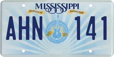 MS license plate AHN141