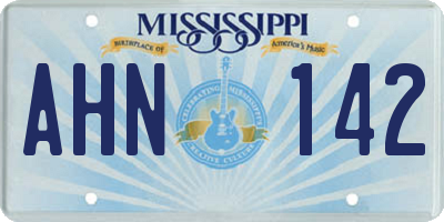 MS license plate AHN142