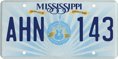 MS license plate AHN143