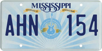 MS license plate AHN154