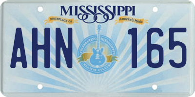 MS license plate AHN165