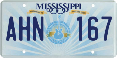 MS license plate AHN167
