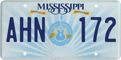 MS license plate AHN172