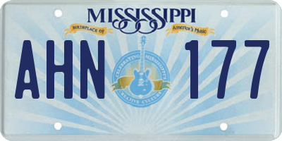 MS license plate AHN177
