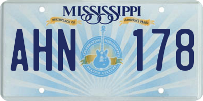 MS license plate AHN178