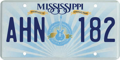 MS license plate AHN182
