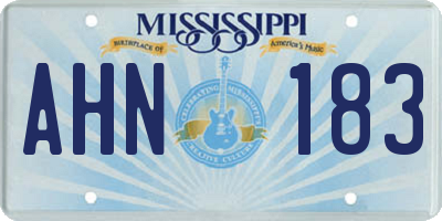 MS license plate AHN183