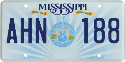 MS license plate AHN188