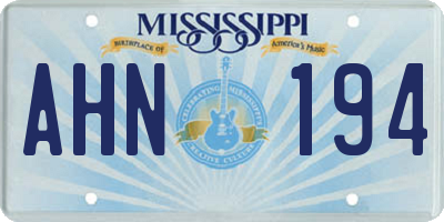 MS license plate AHN194
