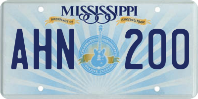 MS license plate AHN200